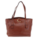 Chloe Tote Bag Leather Brown Gold Auth am10080-2