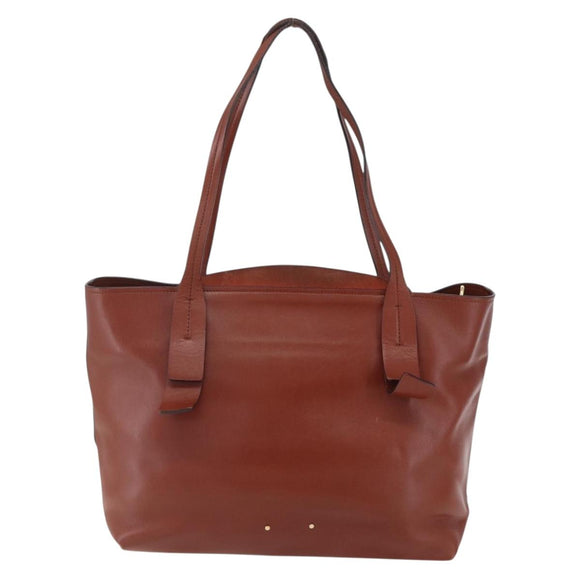 Chloe Tote Bag Leather Brown Gold Auth am10080