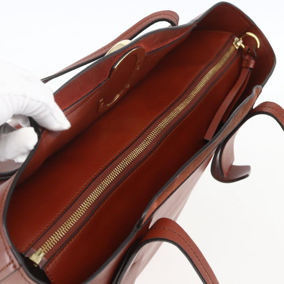 Chloe Tote Bag Leather Brown Gold Auth am10080