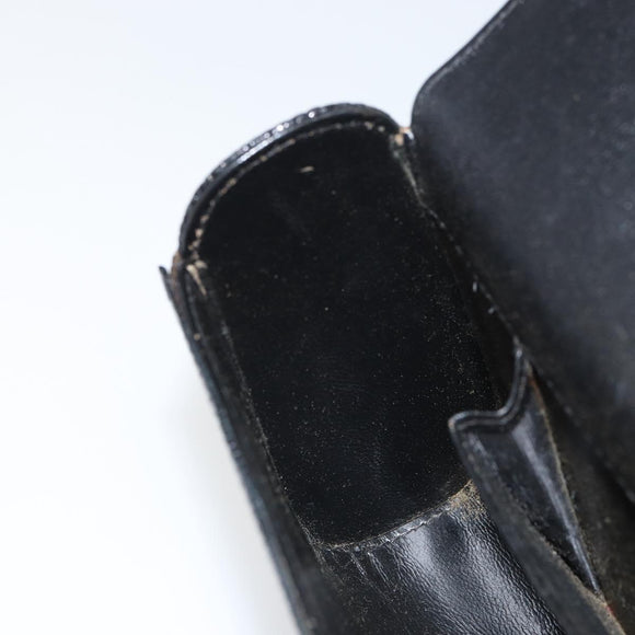 GUCCI Clutch Bag Embossed leather Black Gold Auth am10083