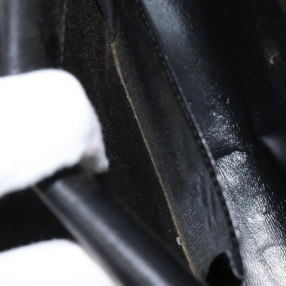 GUCCI Clutch Bag Embossed leather Black Gold Auth am10083