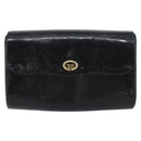 GUCCI Clutch Bag Embossed leather Black Gold Auth am10083-13