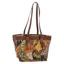 Salvatore Ferragamo Flower Tote Bag PVC Multicolor Gold Auth am10086-1