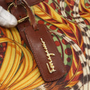Salvatore Ferragamo Flower Tote Bag PVC Multicolor Gold Auth am10086-17