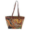 Salvatore Ferragamo Flower Tote Bag PVC Multicolor Gold Auth am10086-2