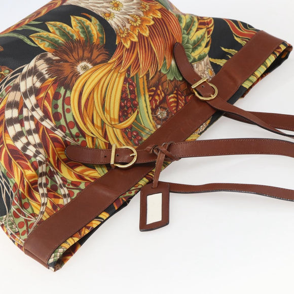 Salvatore Ferragamo Flower Tote Bag PVC Multicolor Gold Auth am10086