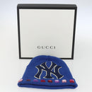 GUCCI NY Knitted Fabrics Hat Wool Blue Auth am10088V-14