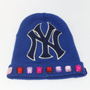 GUCCI NY Knitted Fabrics Hat Wool Blue Auth am10088V-6