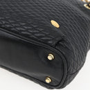 BALLY Chain Tote Bag Leather Black Gold Auth am10089-8