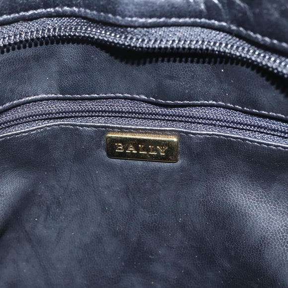 BALLY Chain Tote Bag Leather Black Gold Auth am10089