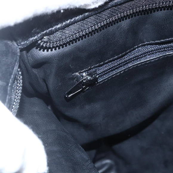 BALLY Chain Tote Bag Leather Black Gold Auth am10089