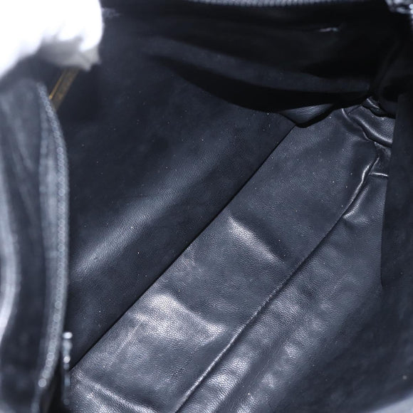 BALLY Chain Tote Bag Leather Black Gold Auth am10089