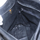 BALLY Chain Tote Bag Leather Black Gold Auth am10089-21