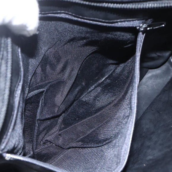 BALLY Chain Tote Bag Leather Black Gold Auth am10089