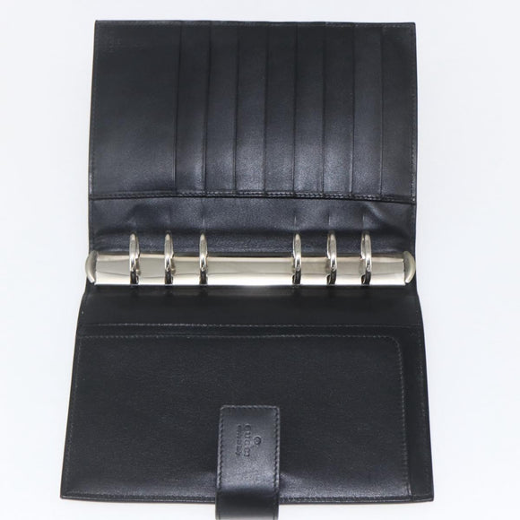 GUCCI Day Planner Cover Leather Black 031 2118 0915 Auth am10095