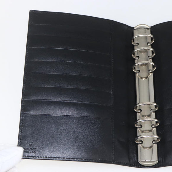GUCCI Day Planner Cover Leather Black 031 2118 0915 Auth am10095