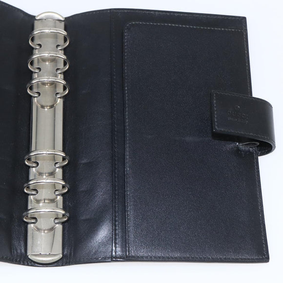GUCCI Day Planner Cover Leather Black 031 2118 0915 Auth am10095
