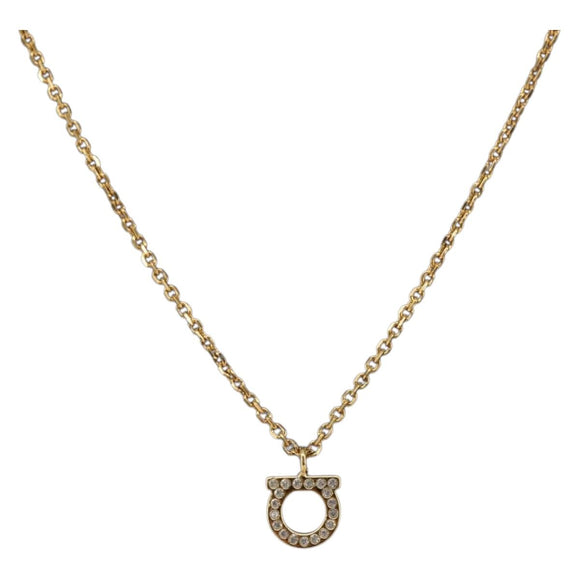 Salvatore Ferragamo Gancini Necklace metal Gold Tone Auth am10097