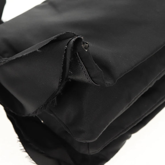 PRADA Frill Hand Bag Nylon 2way Silver Black Auth am10099V