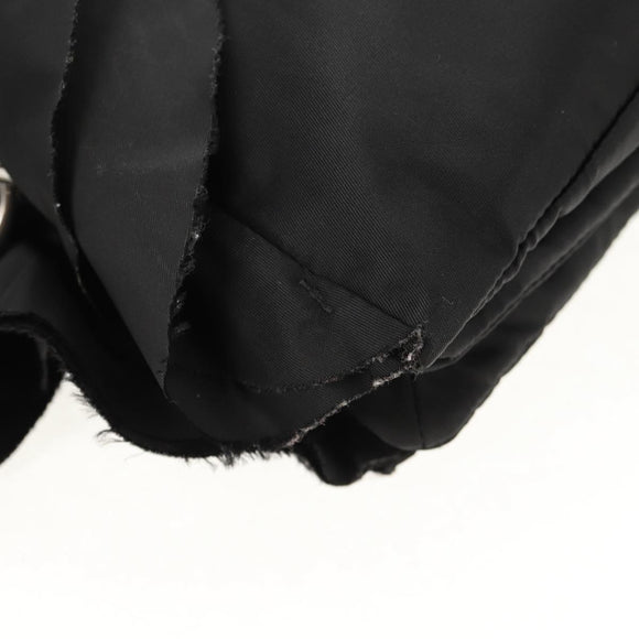 PRADA Frill Hand Bag Nylon 2way Silver Black Auth am10099V