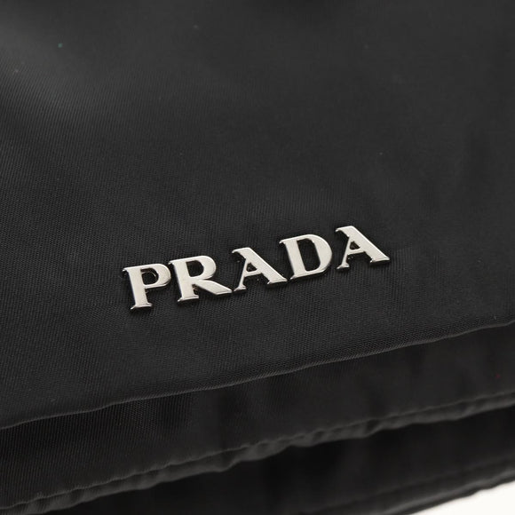 PRADA Frill Hand Bag Nylon 2way Silver Black Auth am10099V