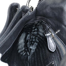 PRADA Frill Hand Bag Nylon 2way Silver Black Auth am10099V-20