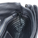 PRADA Frill Hand Bag Nylon 2way Silver Black Auth am10099V-21