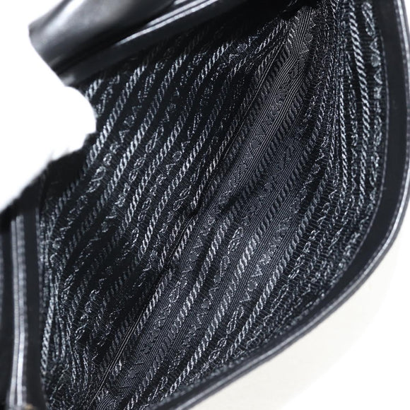 PRADA Frill Hand Bag Nylon 2way Silver Black Auth am10099V