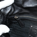 PRADA Frill Hand Bag Nylon 2way Silver Black Auth am10099V-24
