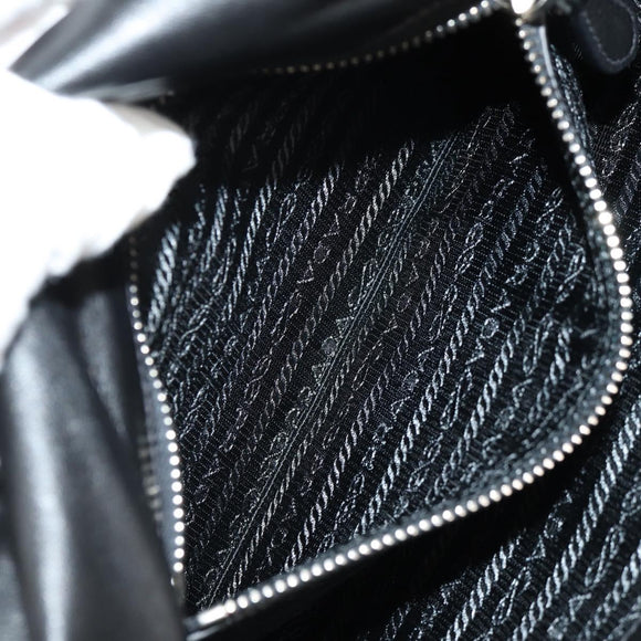 PRADA Frill Hand Bag Nylon 2way Silver Black Auth am10099V