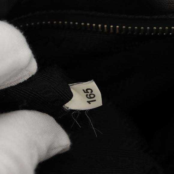 PRADA Frill Hand Bag Nylon 2way Silver Black Auth am10099V