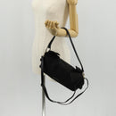 PRADA Frill Hand Bag Nylon 2way Silver Black Auth am10099V-26