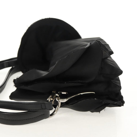 PRADA Frill Hand Bag Nylon 2way Silver Black Auth am10099V