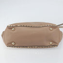 VALENTINO Studs Tote Bag Leather 2way Beige Gold Auth am10102-5