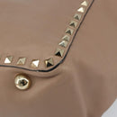 VALENTINO Studs Tote Bag Leer 2way Beige Goud Auth am10102-15