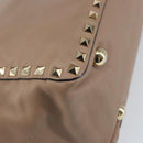 VALENTINO Studs Tote Bag Leather 2way Beige Gold Auth am10102-18
