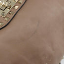 VALENTINO Studs Tote Bag Leer 2way Beige Goud Auth am10102-10