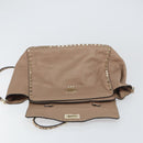 VALENTINO Studs Tote Bag Leer 2way Beige Goud Auth am10102-20