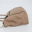 VALENTINO Studs Tote Bag Leer 2way Beige Goud Auth am10102-4