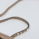 VALENTINO Studs Tote Bag Leer 2way Beige Goud Auth am10102-14