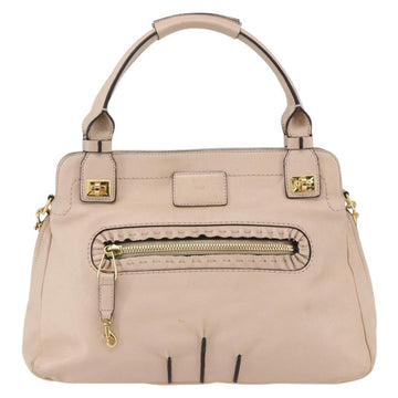 Chloe Margaret Tote Bag Leather 2way Gold Pink Auth am10104 - 0