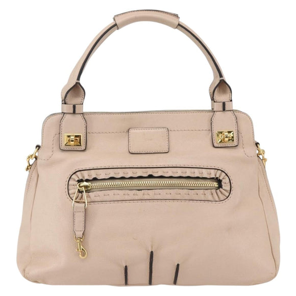 Chloe Margaret Tote Bag Leather 2way Gold Pink Auth am10104