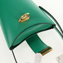 Salvatore Ferragamo Trifoglio Gancini Hand Bag Leather Green Gold Auth am10108V-9