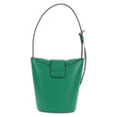 Salvatore Ferragamo Trifoglio Gancini Hand Bag Leather Green Gold Auth am10108V-2