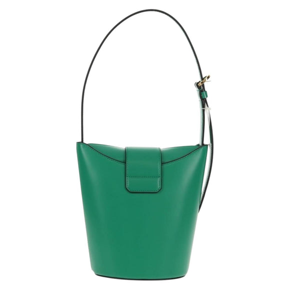 Salvatore Ferragamo Trifoglio Gancini Hand Bag Leather Green Gold Auth am10108V