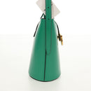 Salvatore Ferragamo Trifoglio Gancini Hand Bag Leather Green Gold Auth am10108V-4