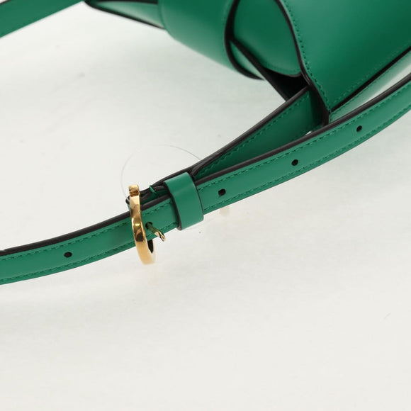 Salvatore Ferragamo Trifoglio Gancini Hand Bag Leather Green Gold Auth am10108V
