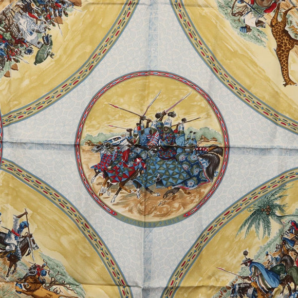 HERMES Carre 90 Scarf ""CAVALIERS PEULOS"" Silk Navy Auth am10115