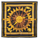 HERMES Carre 90 Scarf ""CUILLERS D'AFRIQUE"" Silk Black Auth am10116-1