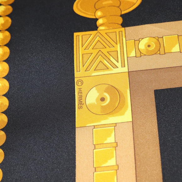 HERMES Carre 90 Scarf ""CUILLERS D'AFRIQUE"" Silk Black Auth am10116